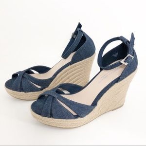 Christian Siriano Denim Espadrille Wedge Size 8